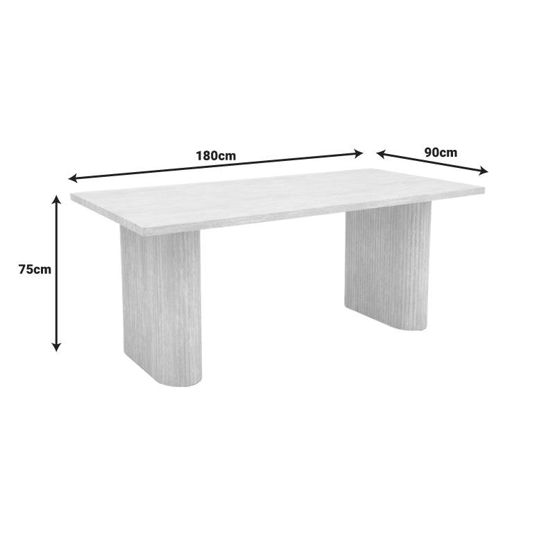 Table Loozir pakoworld mdf in white travertine color 180x90x75cm