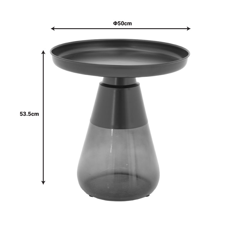 Coffee table Kunlo Inart black metal-black glass D50x53.5cm