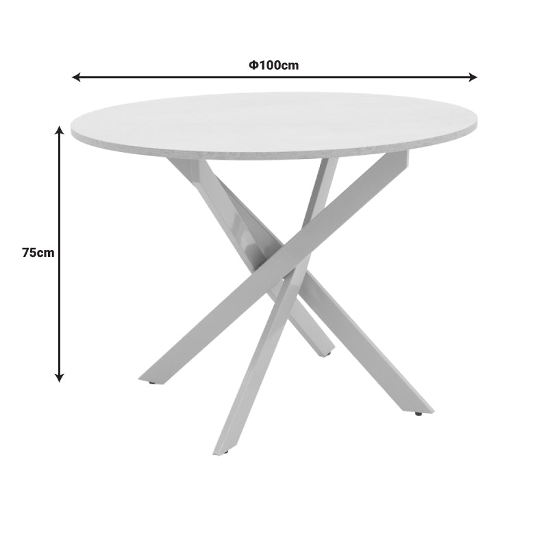 Table Dammero pakoworld grey mdf and grey metal leg D100x75cm