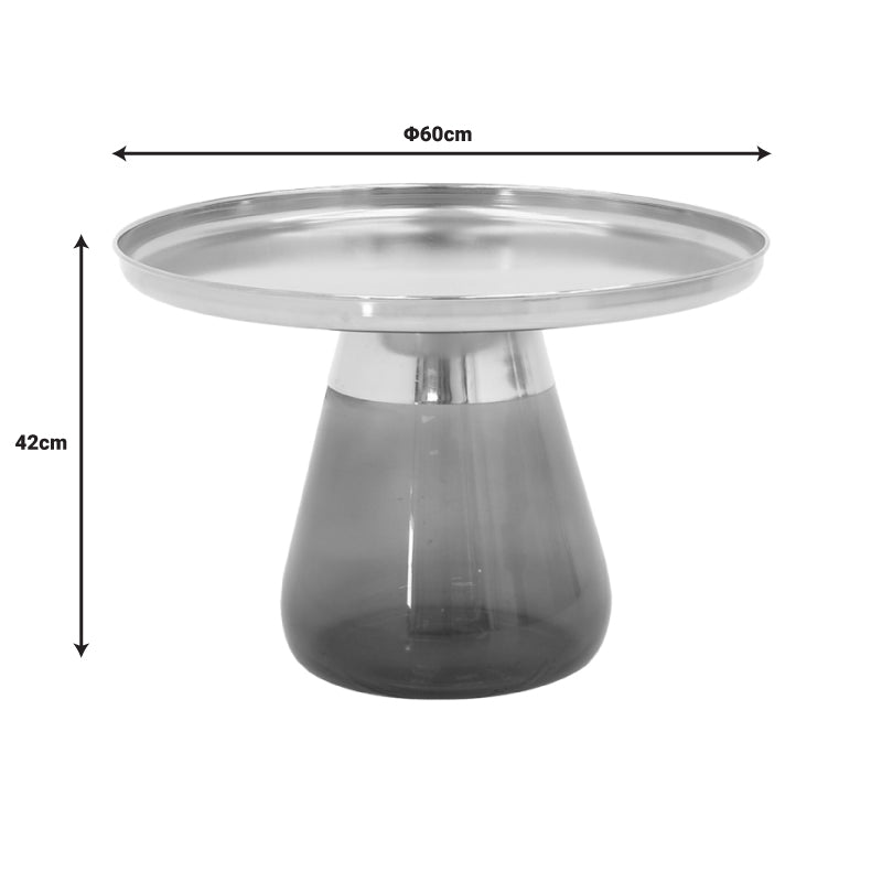 Coffee table Kunlo Inart 2 pieces set gold chrome-black glass