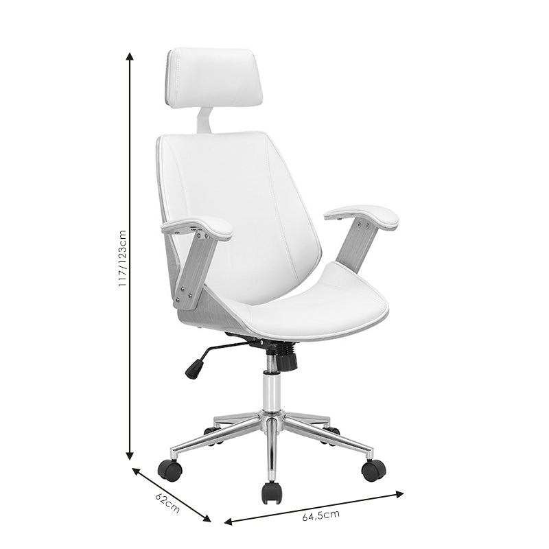 Director's office chair Fern pakoworld PU white-plywood natural