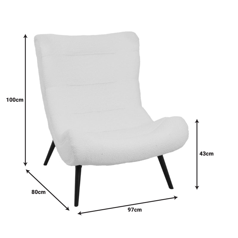 Silla boucle fabric armchair in beige color 97x80x100cm