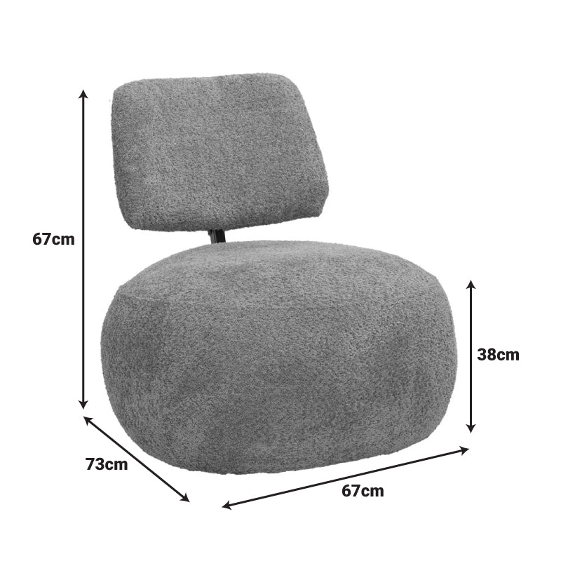 Stonie armchair bouclé fabric in rotten apple shade 67x73x67cm