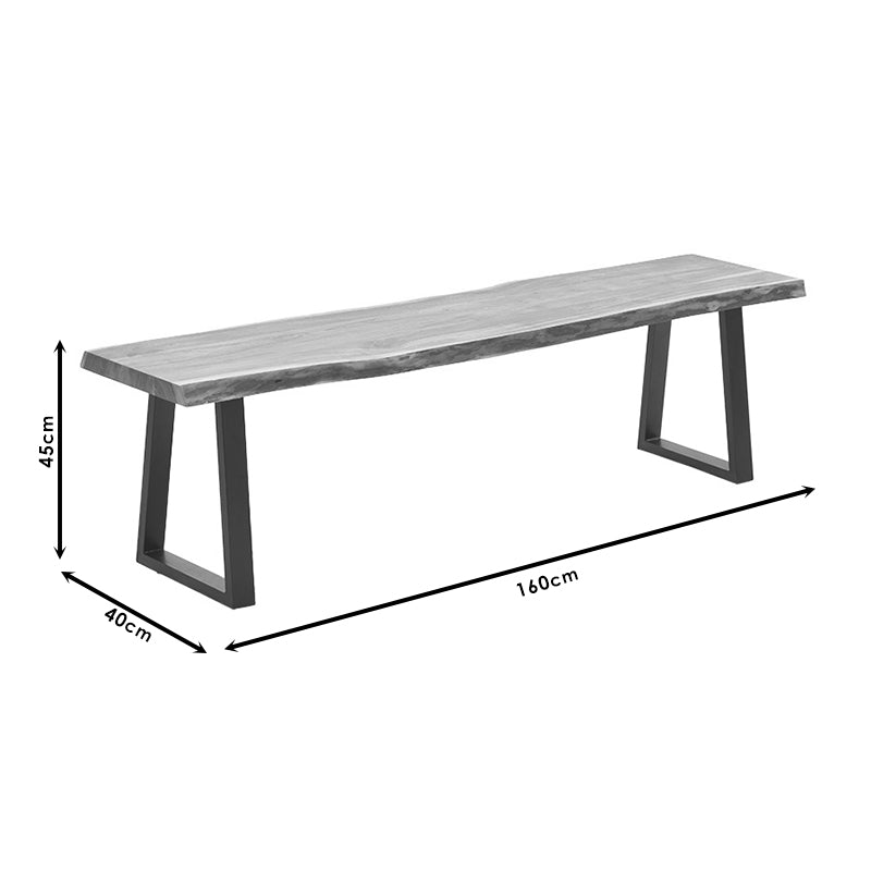 Bench Miles pakoworld solid wood 4cm walnut-black 160x40x45cm