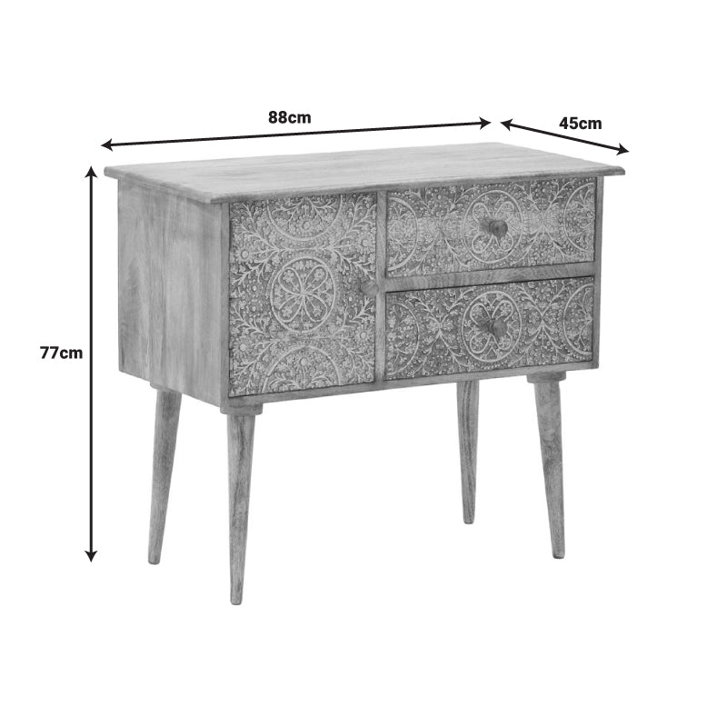 Wooden carved drawer Inart 3-50-245-0007 brown-golden 88x45x77cm