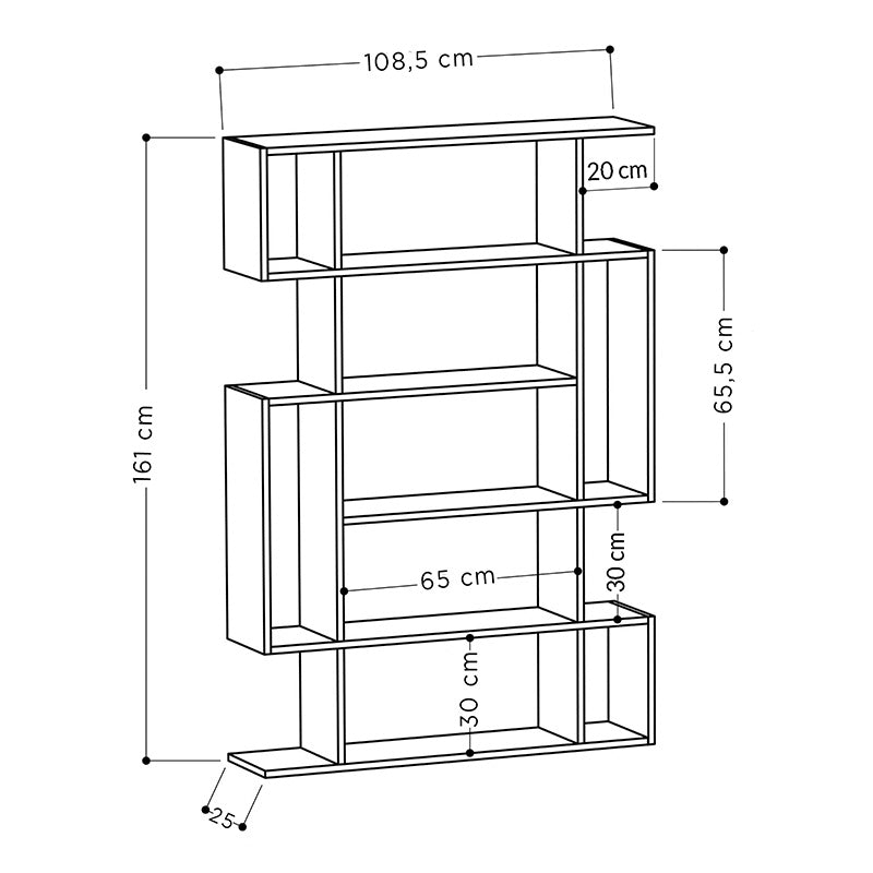 Bookcase MITO pakoworld in anthracite-natural colour 108,5x25,5x161cm