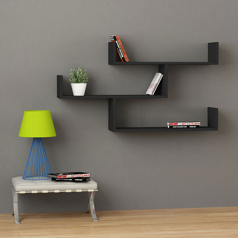 Wall shelf unit Tibet pakoworld anthracite 120x22x67cm