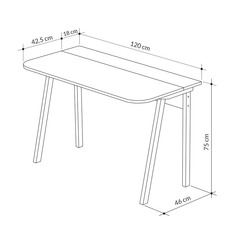 Malia study desk in white-natural-mocha color 120x60.5x75cm