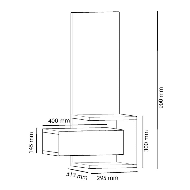 Console - dressing table with mirror Sabine pakoworld in anthracite-natural color 40x31.5x90cm
