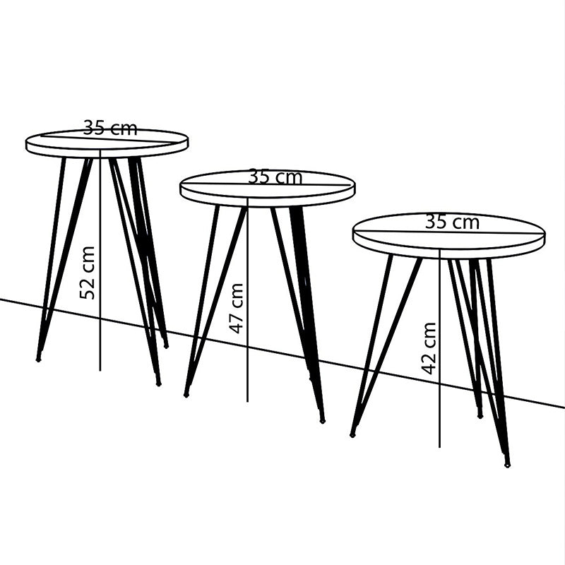 Side tables set 3pcs Merci pakoworld in natural-black color