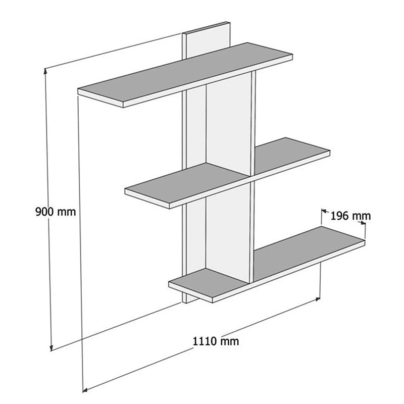 Wall shelf unit Norman pakoworld sonoma-anthracite 110x19.5x90cm