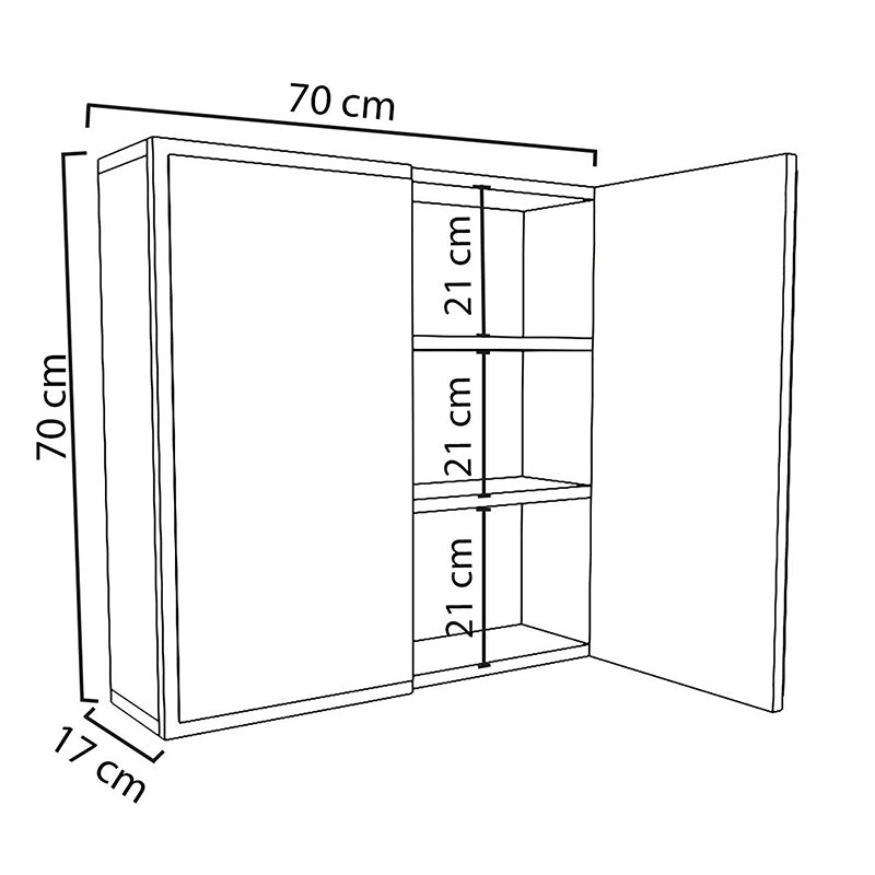 Poliana pakoworld bathroom cabinet with mirror white 70x17x70cm