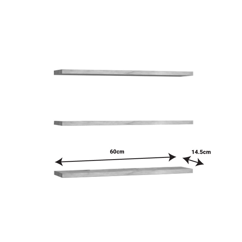Edna melamine wall shelf in natural shade 60x14.5x1.8cm