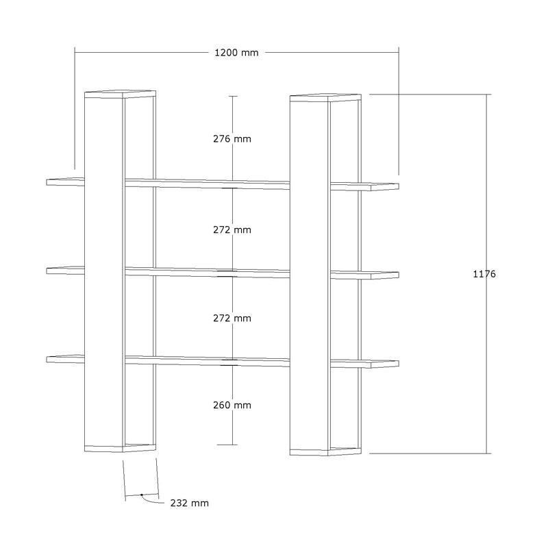 Yotek pakoworld bookcase in walnut color 120x23x120cm