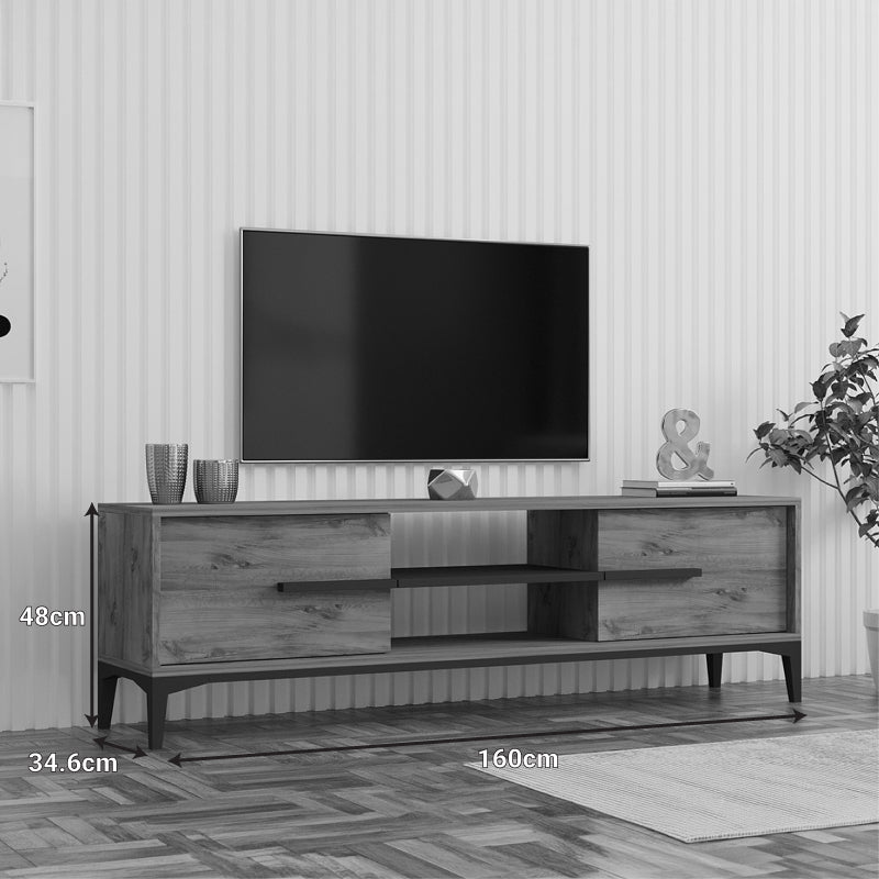 Tv stand Eslem pakoworld oak with anthracite color 160x34.6x45cm