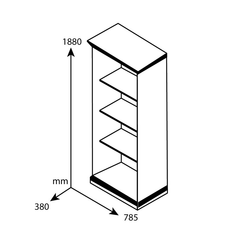 Bookcase Mozart pakoworld with glass walnut 78.5x38x188cm