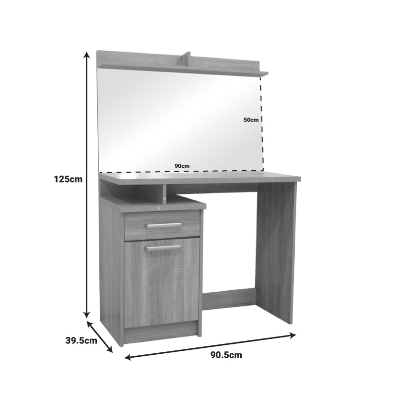 Dressing table with mirror Olympus pakoworld in light oak colour 90.5x39.5x75cm