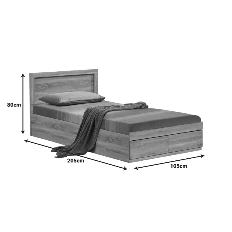 Bed Olympus pakoworld with drawer in light oak 100x200cm