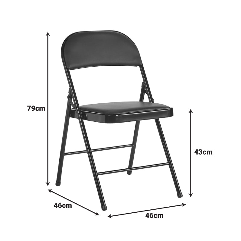 Foldable chair Niro pakoworld pu-metal in black color 46x46x79cm