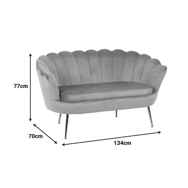 2-seater sofa Daimon velvet in pistachio shade 134x70x77cm