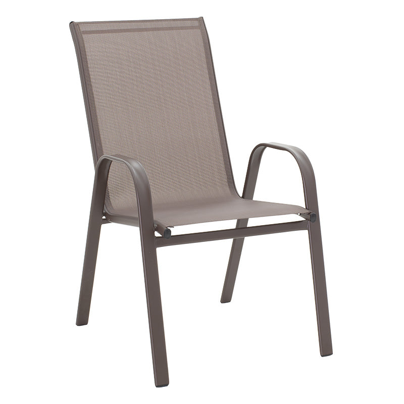 Dining set 5pcs Ensure-Calan metal-glass brown 140x80x70cm