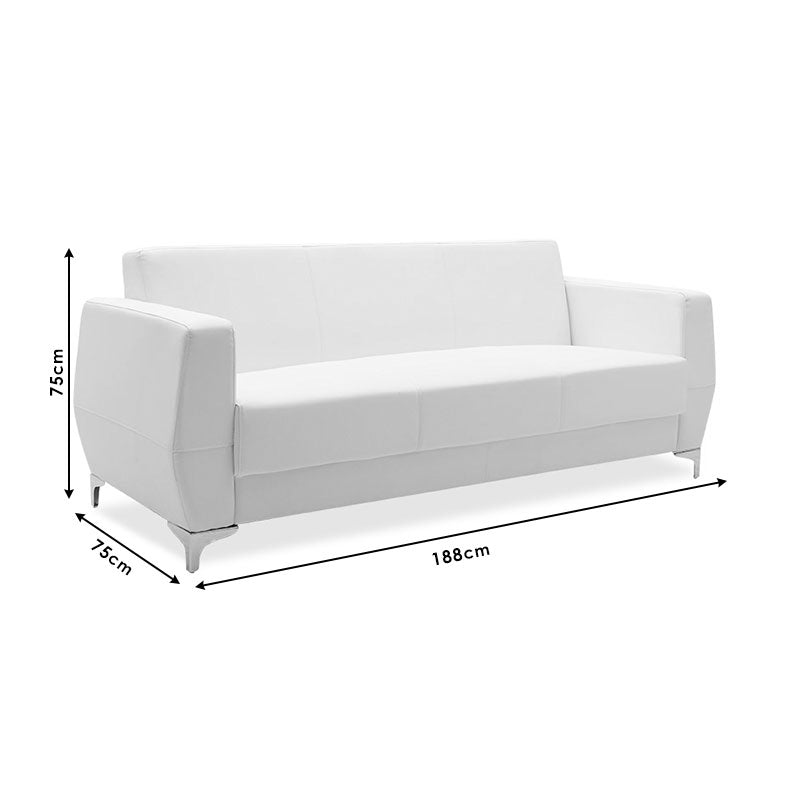 3 seater sofa Dermis pakoworld PU inox black color 188x75x75cm