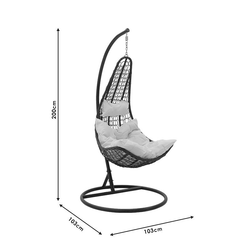 Soleil pakoworld swing hanging metal-pp brown-cushion beige 103x83x200cm