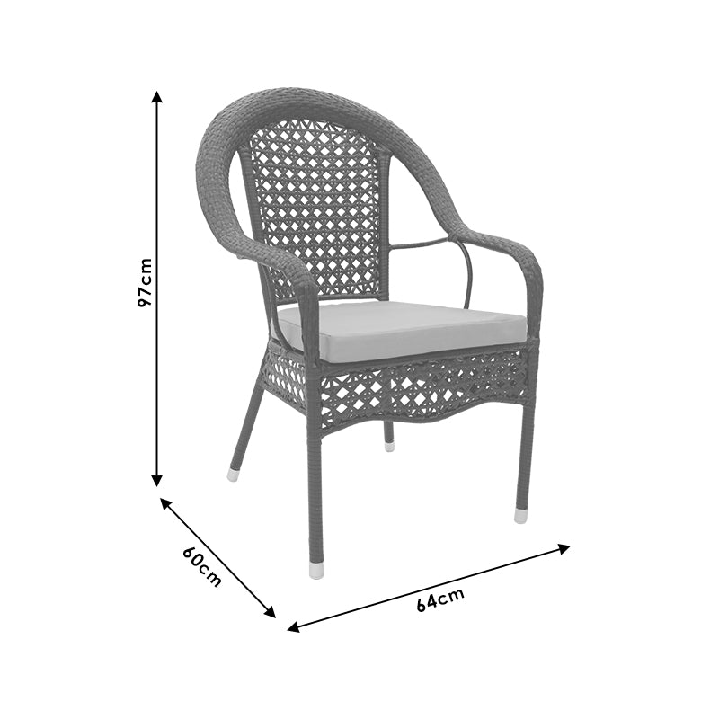 Cellin pakoworld armchair metal-pe rattan brown