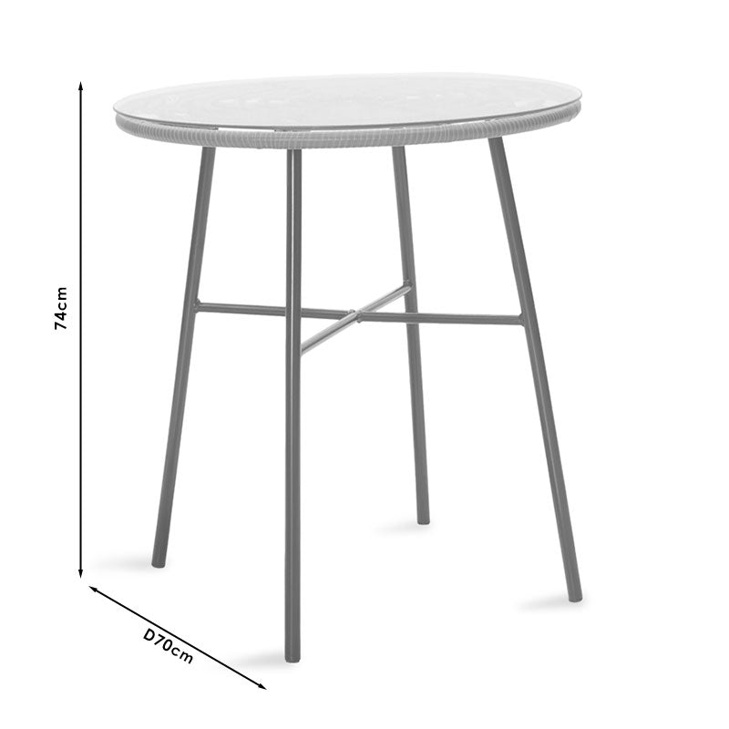 Gaus pakoworld table metal black-pe gray-glass D70x74cm