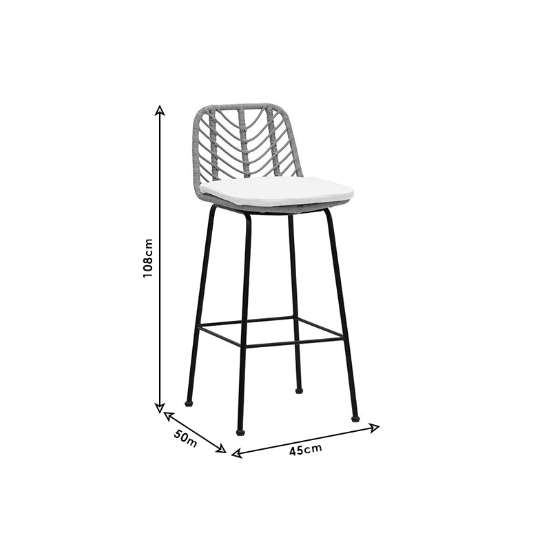 Bar stool Naoki pakoworld pe rattan natural-leg black 45x56x108cm