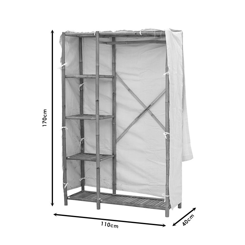 Fabric wardrobe Jael pakoworld bamboo natural-ecru 110x40x170cm