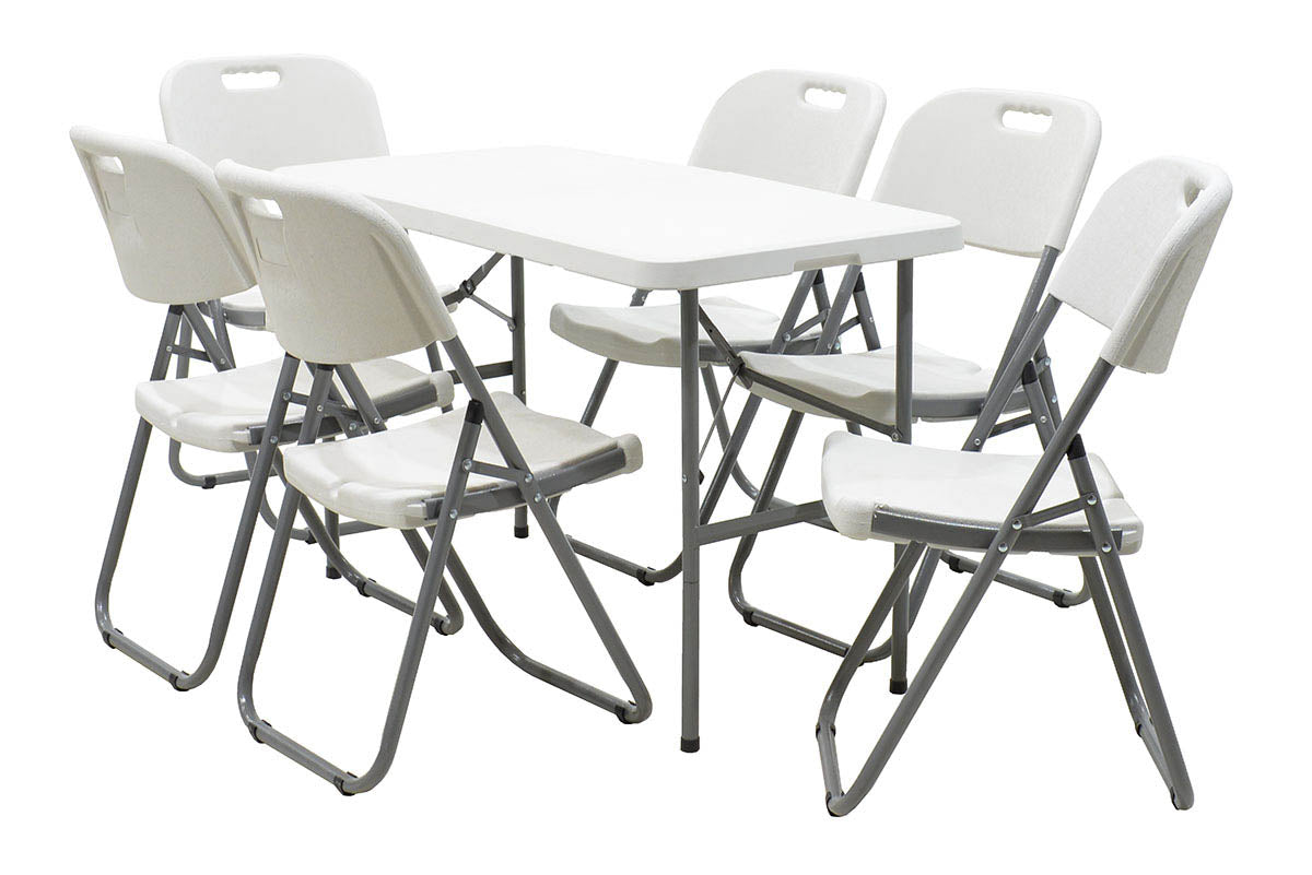 Commercial folding camping table Rodeo pakoworld with metal frame colour white 122x60x74cm