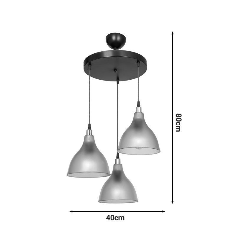 3-light ceiling lamp Orazio pakoworld E27 dark grey-black D40x80cm