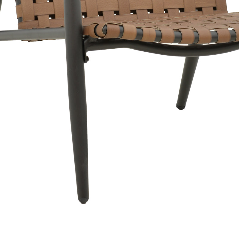 Eamon pakoworld armchair black aluminum and pe rattan in brown shade 73.5x62x77cm