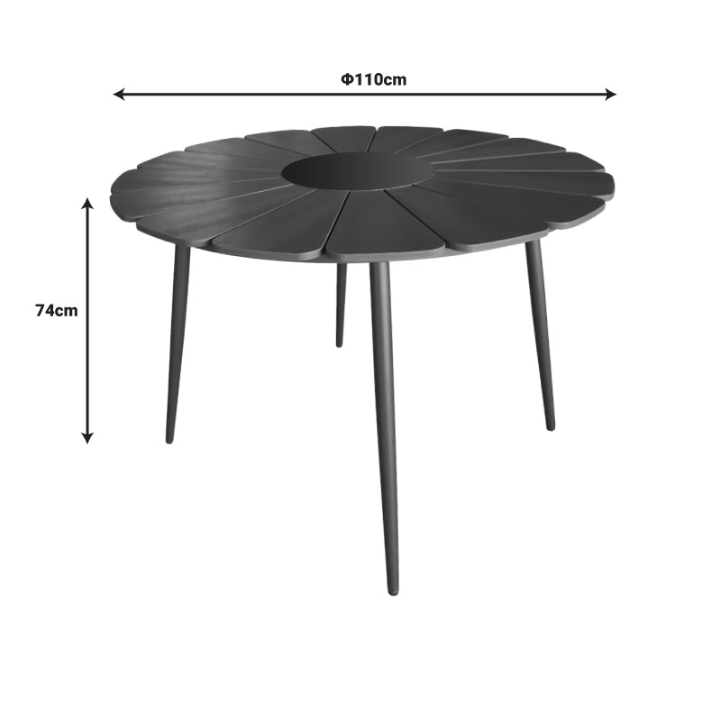 Pinap table black aluminum and black plywood D110x74cm
