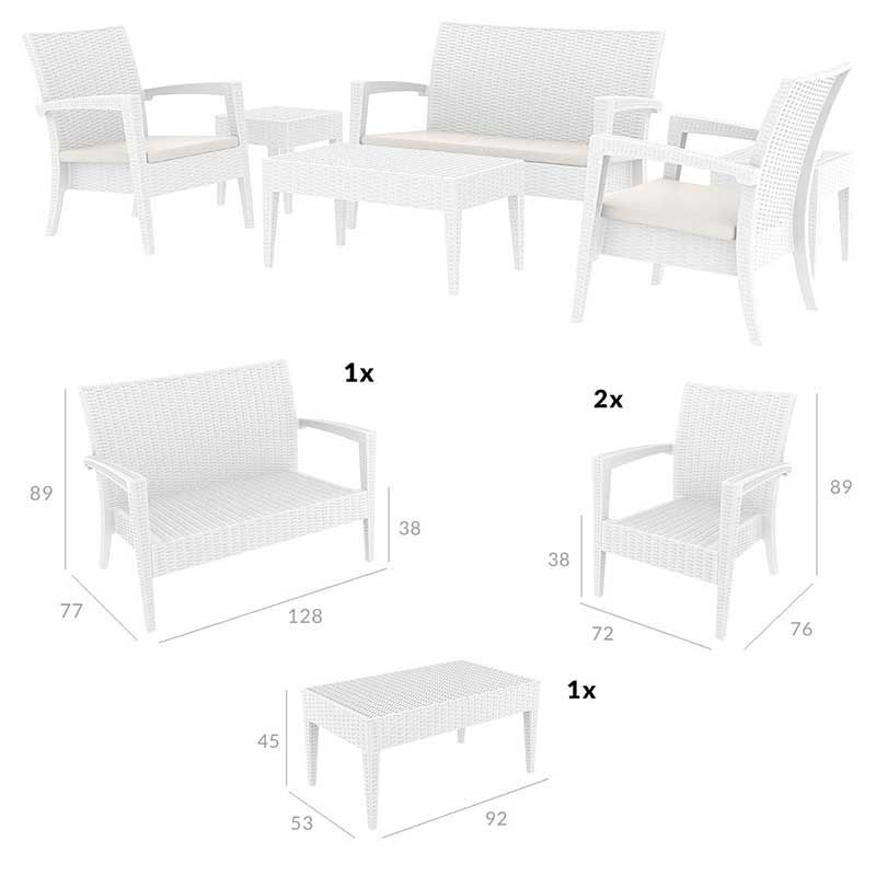 Градински комплект Полипропилен бял цвят бежови възглавници