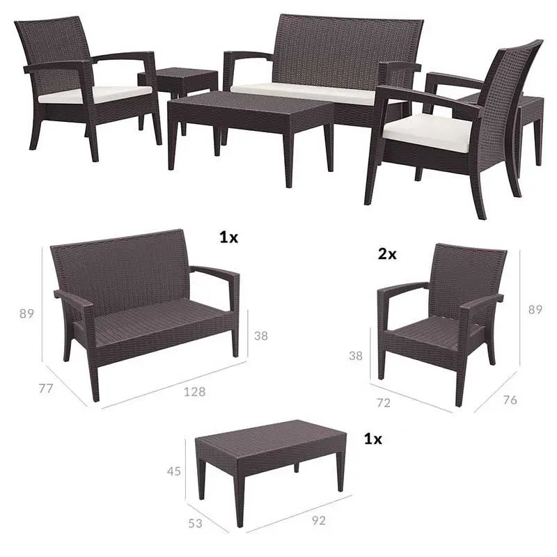 Градински комплект Полипропилен кафяв цвят бежови възглавници