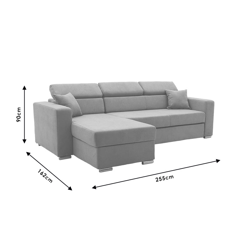 Corner sofa-bed reversible Lura pakoworld fabric anthracite 255x162x75-90cm