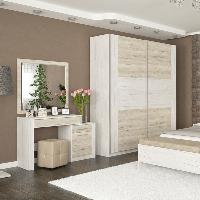 Dressing table with mirror Neruda pakoworld white antique-oak 114.5x39.5x76cm