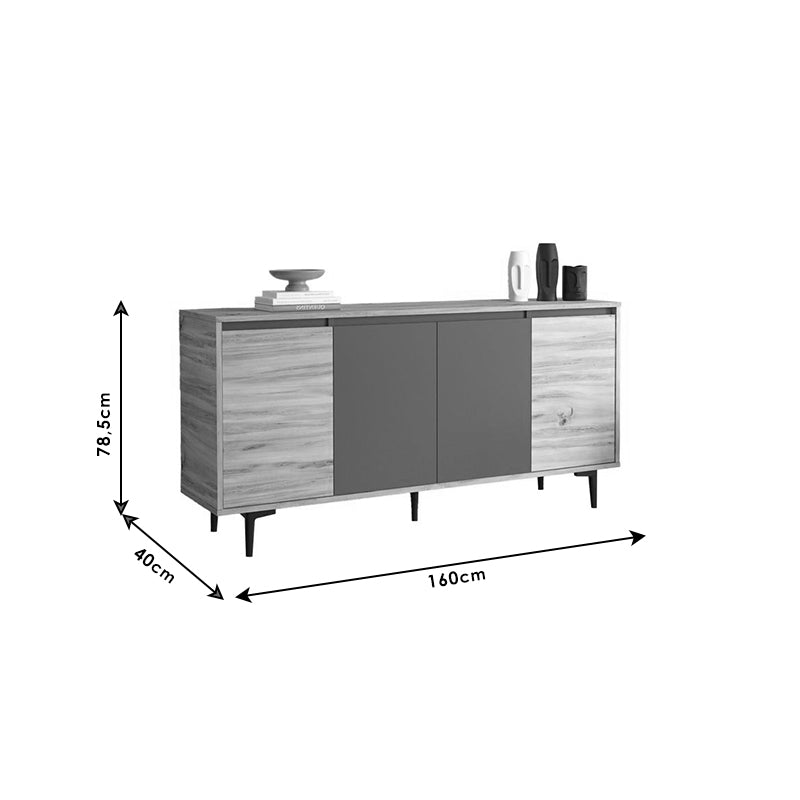 Sideboard Augusta oak-anthracite 160x40x78.5cm