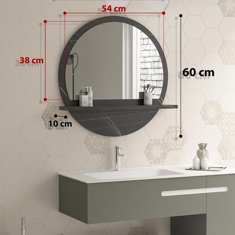 Mirror Lesley pakoworld in marble anthracite color 60x2x60cm