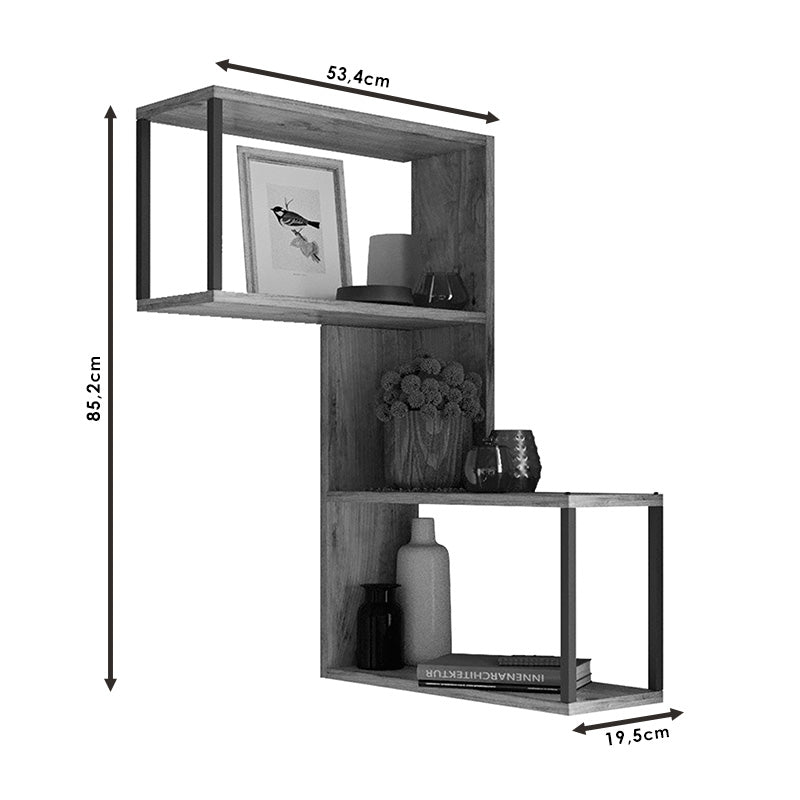 Wall shelf Horatio pakoworld in sonoma color 53.4x19.5x85.2cm