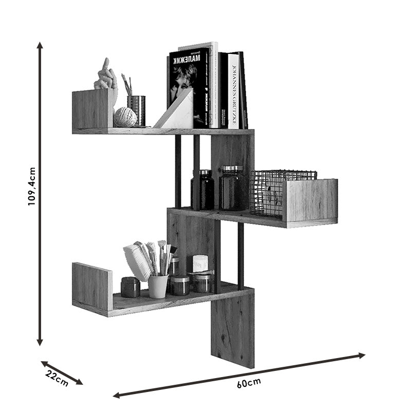 Wall shelf Horatio pakoworld in sonoma color 60x22x109.4cm