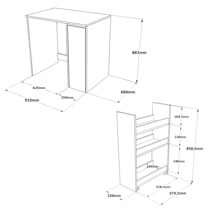 Cabinet Rosalind pakoworld white 93.5x60x88cm