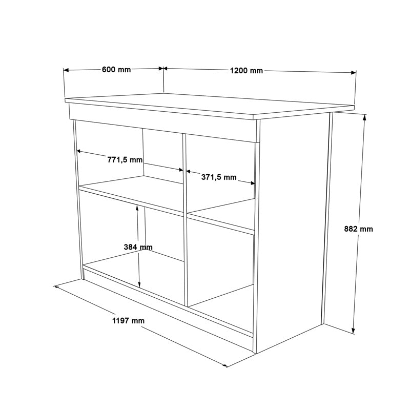 Kogile pakoworld kitchen table-counter in natural shade 120x60x88.2cm