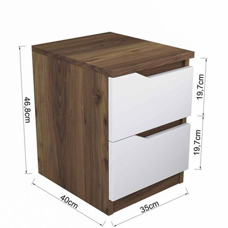 Nightstand Verena pakoworld walnut-white 35x40x47cm