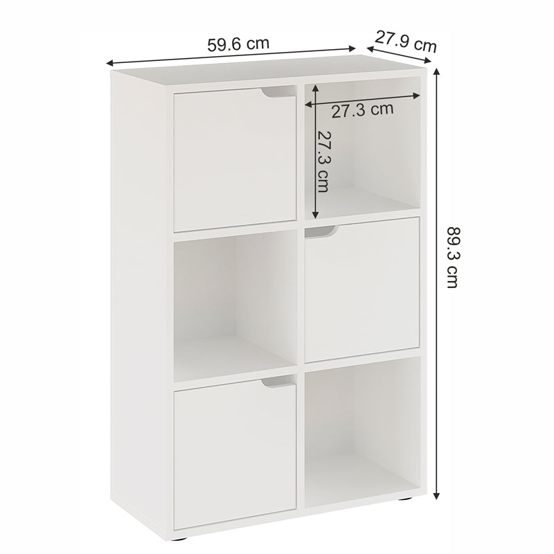 Bookcase Bookel in white color 59.5x27.5x89cm