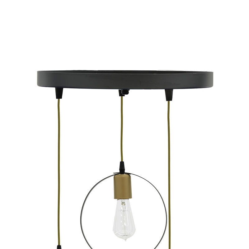 3-light ceiling light Kasper E27 black-gold D30x79cm