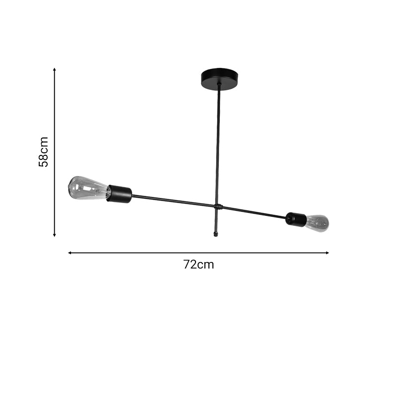 Two-light ceiling lamp Imesy pakoworld black metal 72x12x58cm