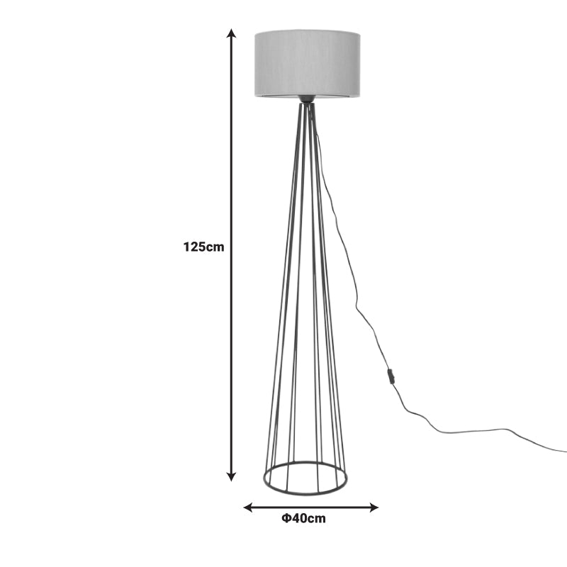 Floor lamp Florencia pakoworld Ε27 beige fabric-black metal D40x23cm